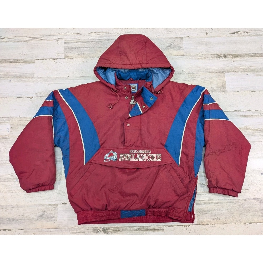 Vintage Starter Colorado Avalanche Anorak Pullover Jacket Mens Medium NHL